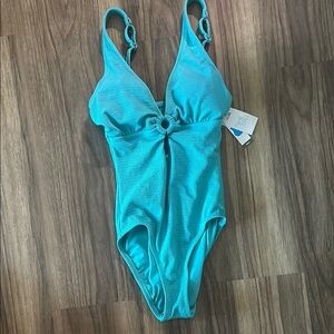 Womens Aqua One Piece Swimsuit